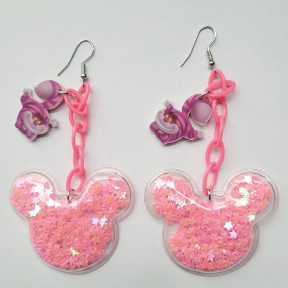 inspired Cheshire Cat mouse Kawaii shaker earrings